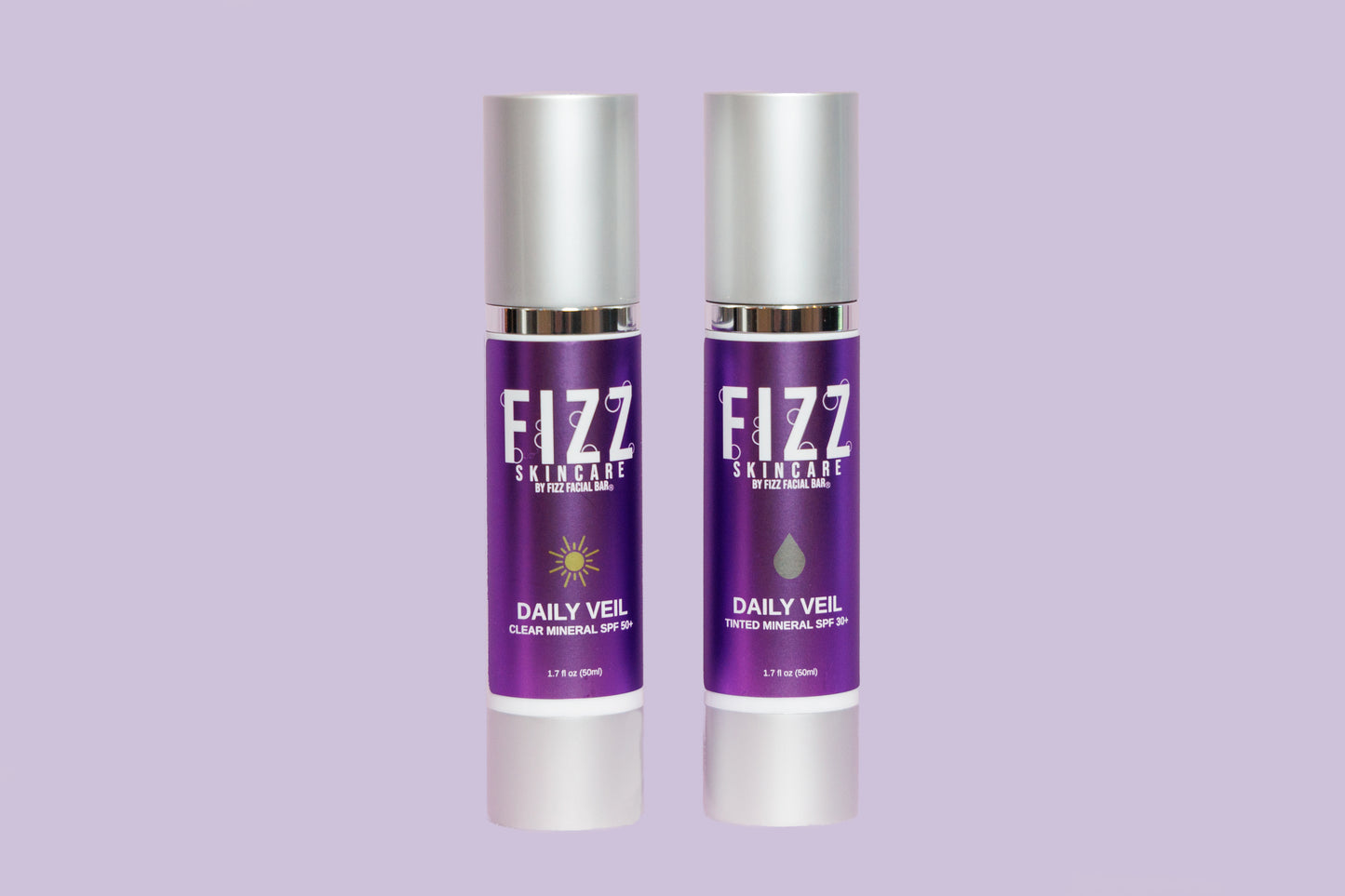 Daily Veil Mineral SPF with purple silicone bag