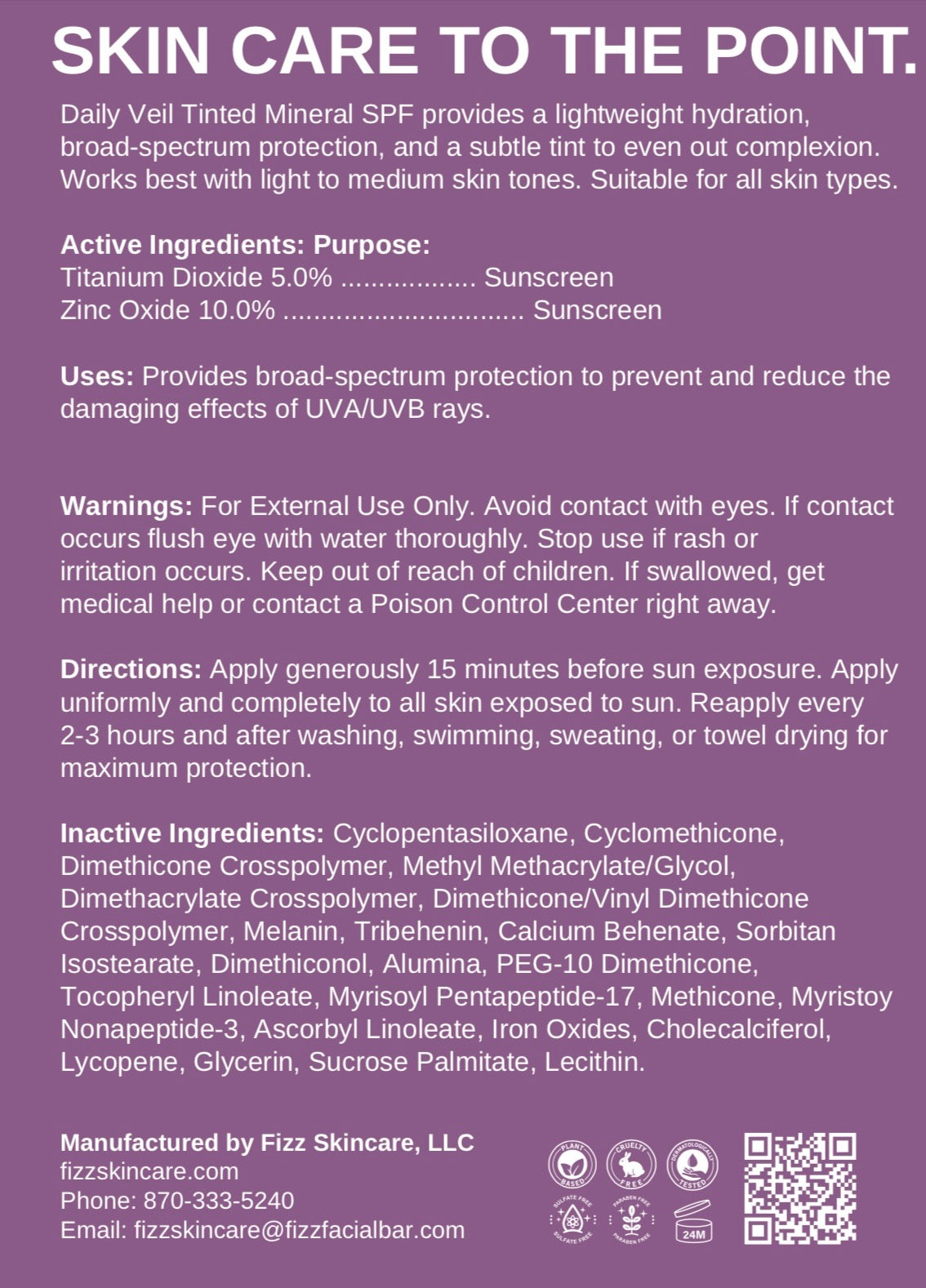 Daily Veil Mineral SPF with purple silicone bag